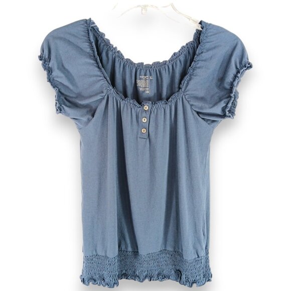 Old Navy Tops - OLD NAVY- Women's Top-X SM-Shirred waist-Short sleeve-Blue-Casual-Summer-Loose